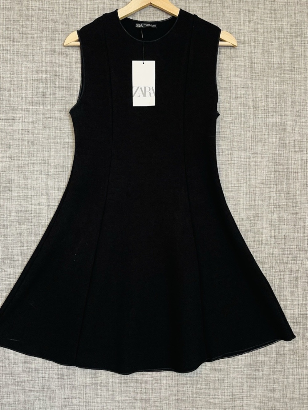 ZARA Black Stretch Knit Skater Fit & Flare Dress